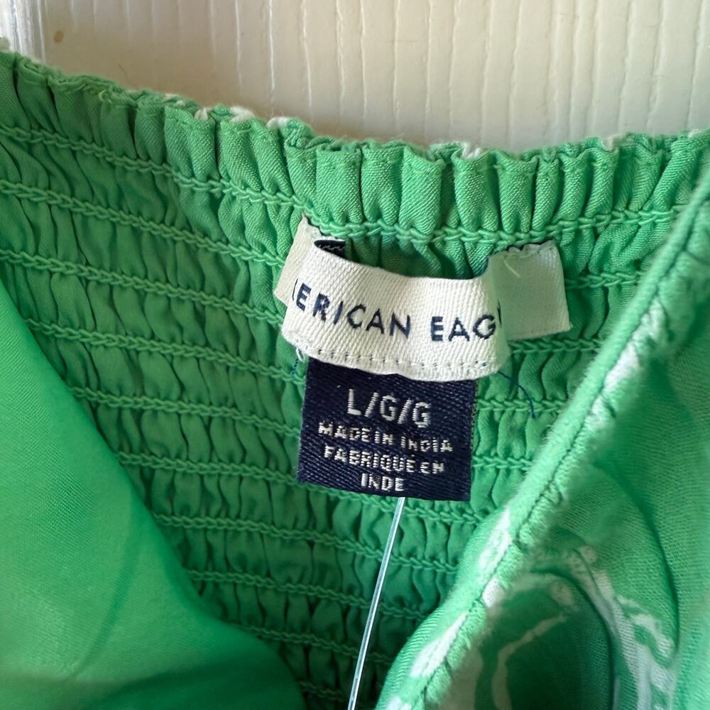 NEW American Eagle Corset Tiered Floral Cotton Midi Dress Green Women's Large - Picture 7 of 12